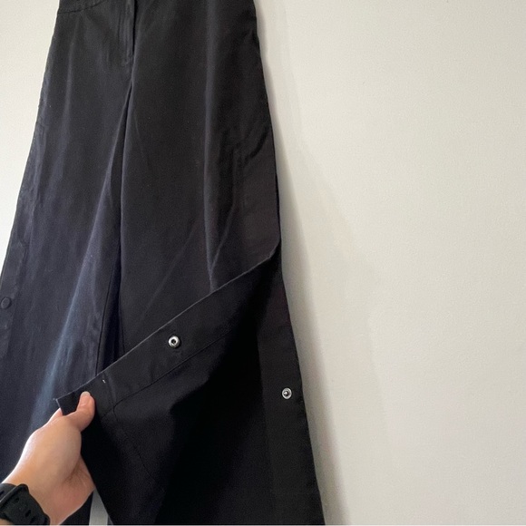 Cos cropped pants navy blue black side button detail black wide leg cotton blend - Picture 4 of 9